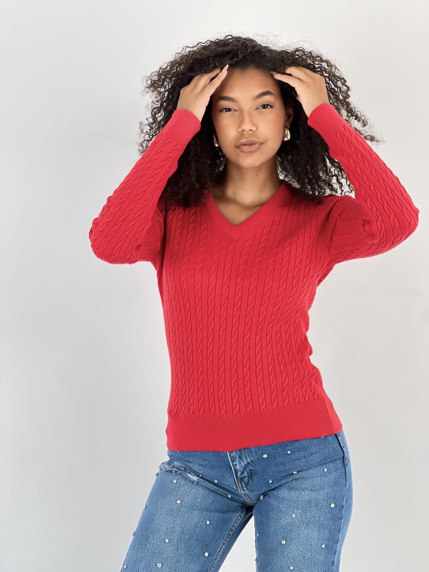 Red Casual Preppy Plaid V-Neck Sweater - Brand: MISS POEM - Women & Kids, Baby Clothes Wholesale - Globality Store