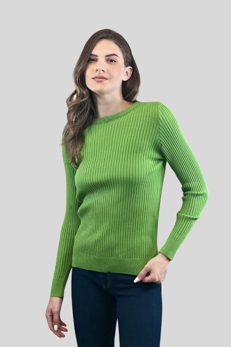 Striped Slim Fit Sweater With Round Neck