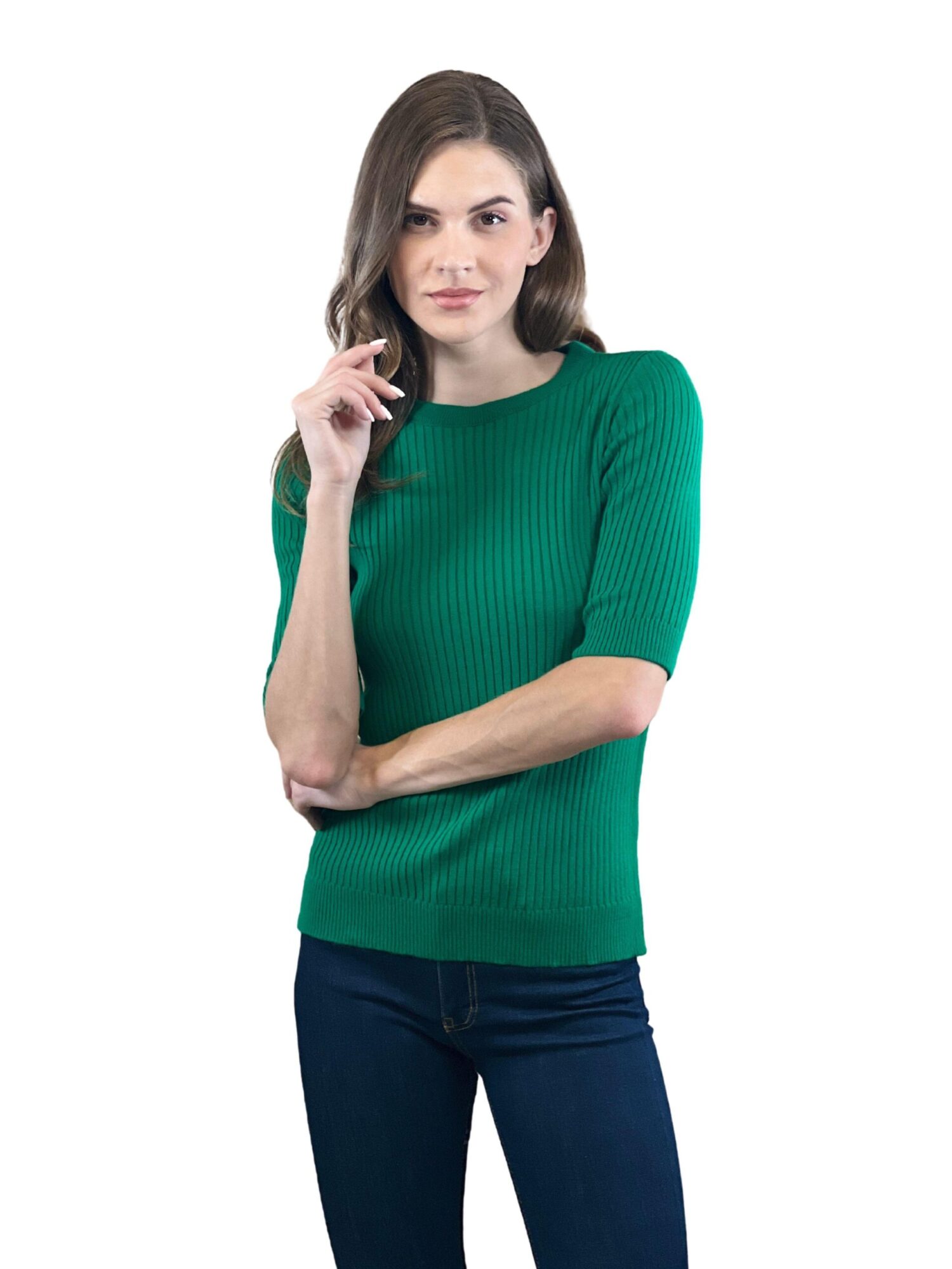 Striped Slim Fit Sweater With Half Sleeves - Brand: MISS POEM - Women & Kids, Baby Clothes Wholesale - Globality Store
