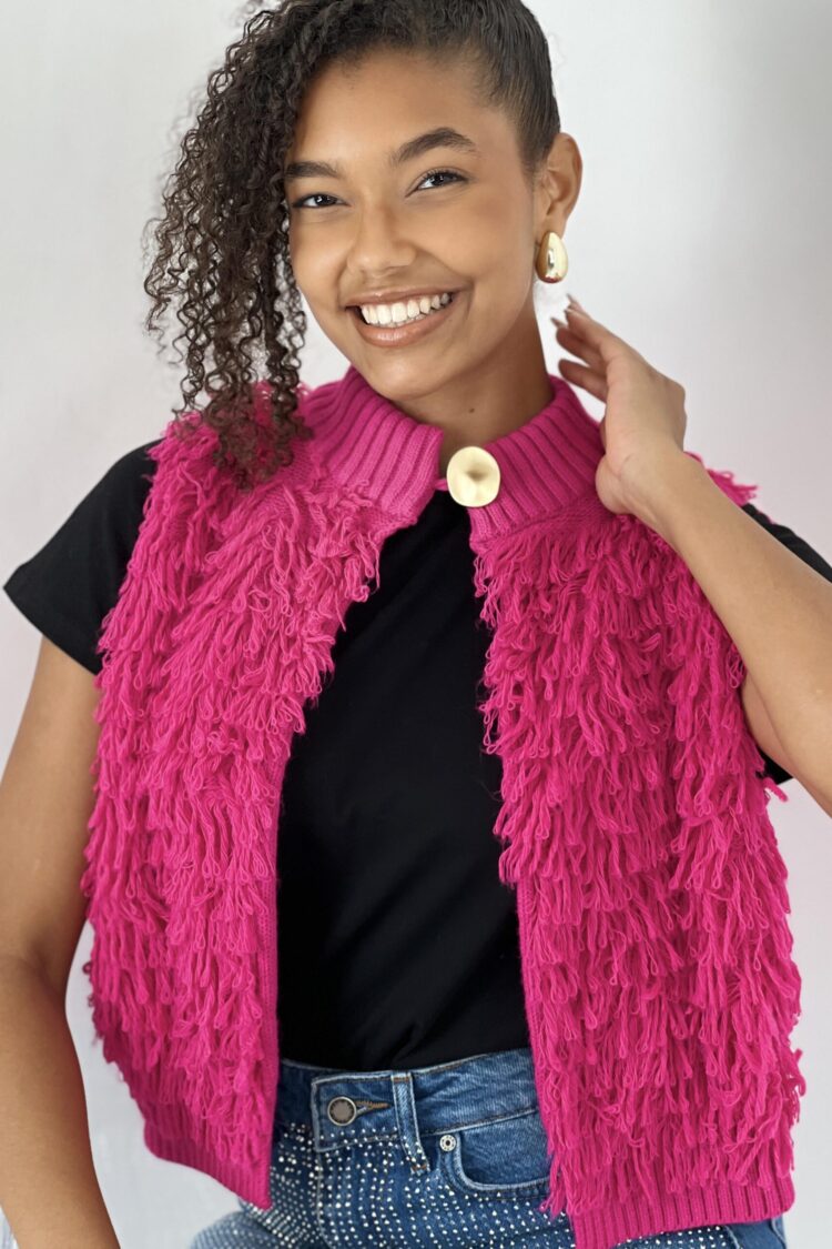 Fuchsia Casual Buttoned Vest Regular Fit