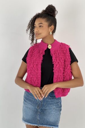 Fuchsia Casual Buttoned Vest Regular Fit - Brand: MISS POEM - Women & Kids, Baby Clothes Wholesale - Globality Store