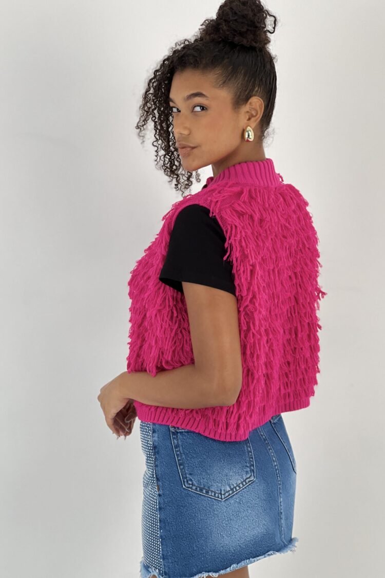 Fuchsia Casual Buttoned Vest Regular Fit