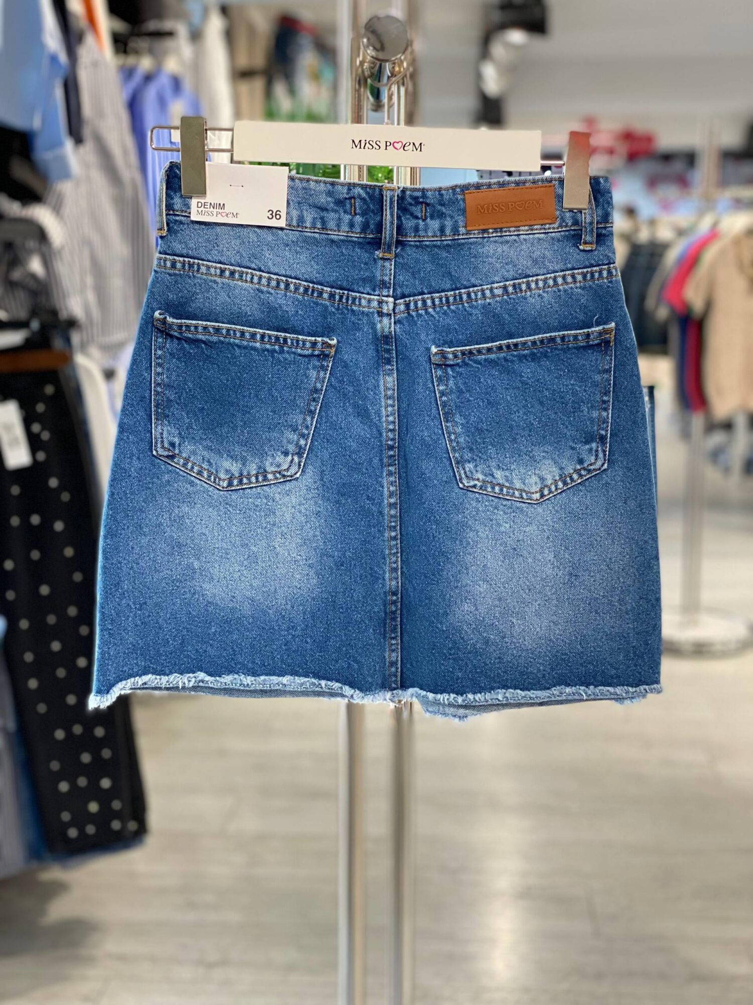 Blue A-Line Mini Skirt With Buttoned Closure - Brand: MISS POEM - Women & Kids, Baby Clothes Wholesale - Globality Store
