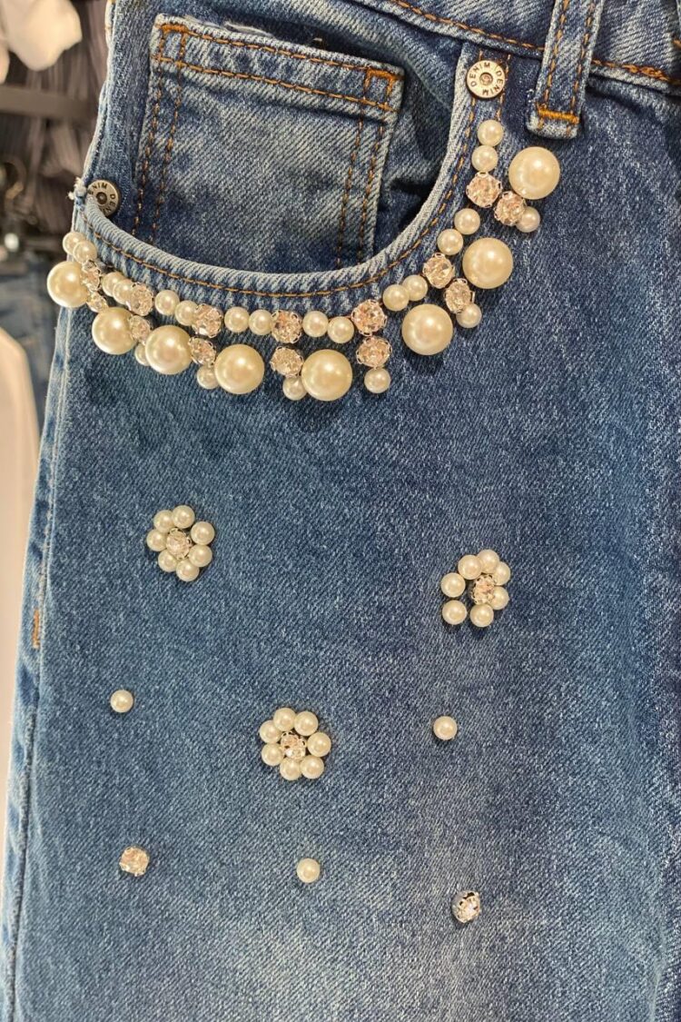 Blue Mom Jeans High Waist Wide Leg Buttoned