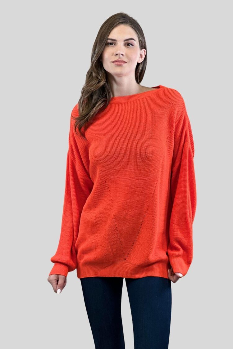 Sweater With Oversized Fit And Boat Neck