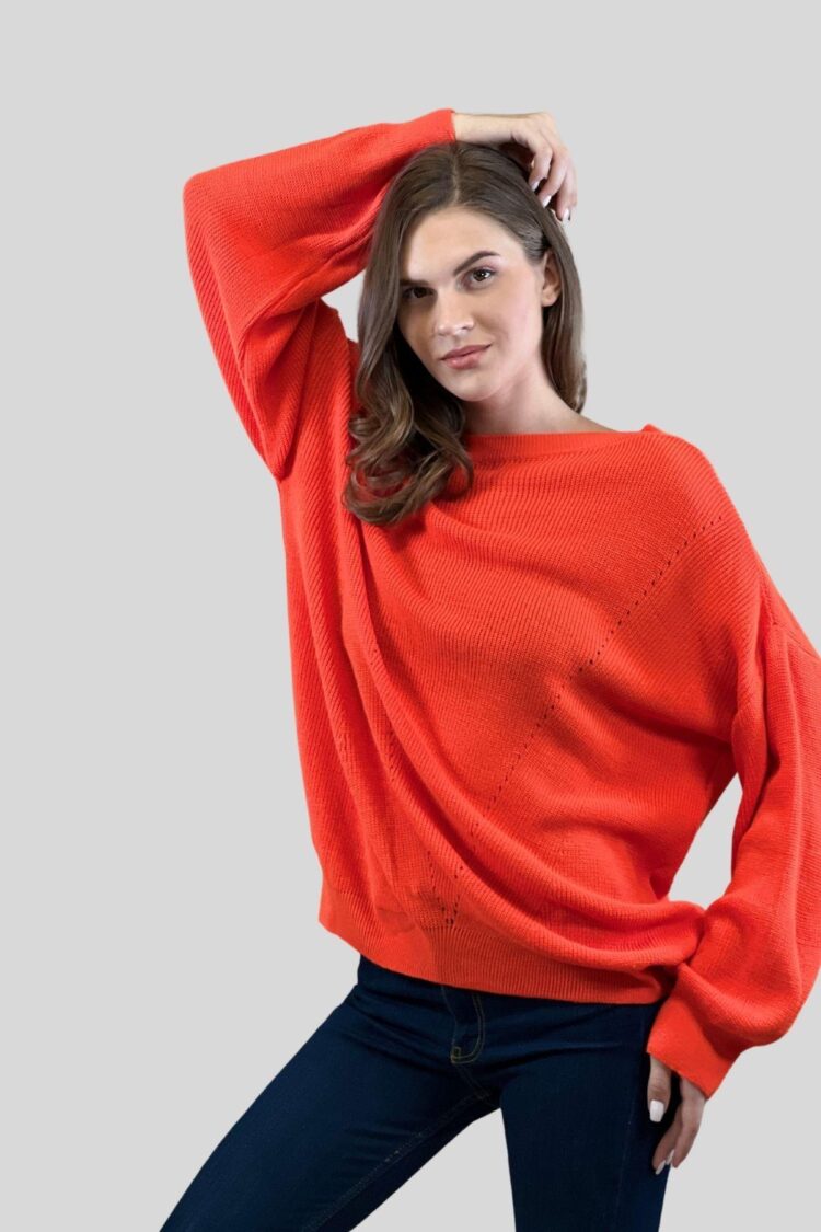 Sweater With Oversized Fit And Boat Neck