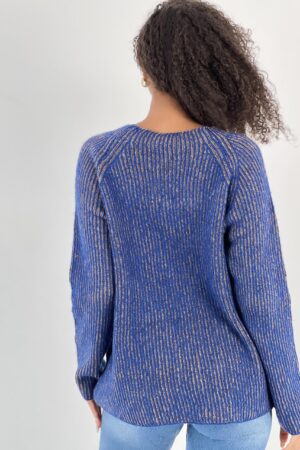 Blue Striped Raglan Sleeve Sweater - Brand: MISS POEM - Women & Kids, Baby Clothes Wholesale - Globality Store