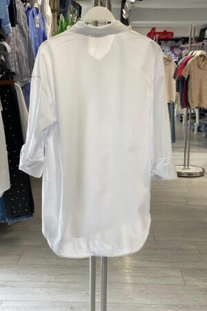 White Elegant Polo Neck Blouse With 3/4 Sleeves - Brand: MISS POEM - Women & Kids, Baby Clothes Wholesale - Globality Store