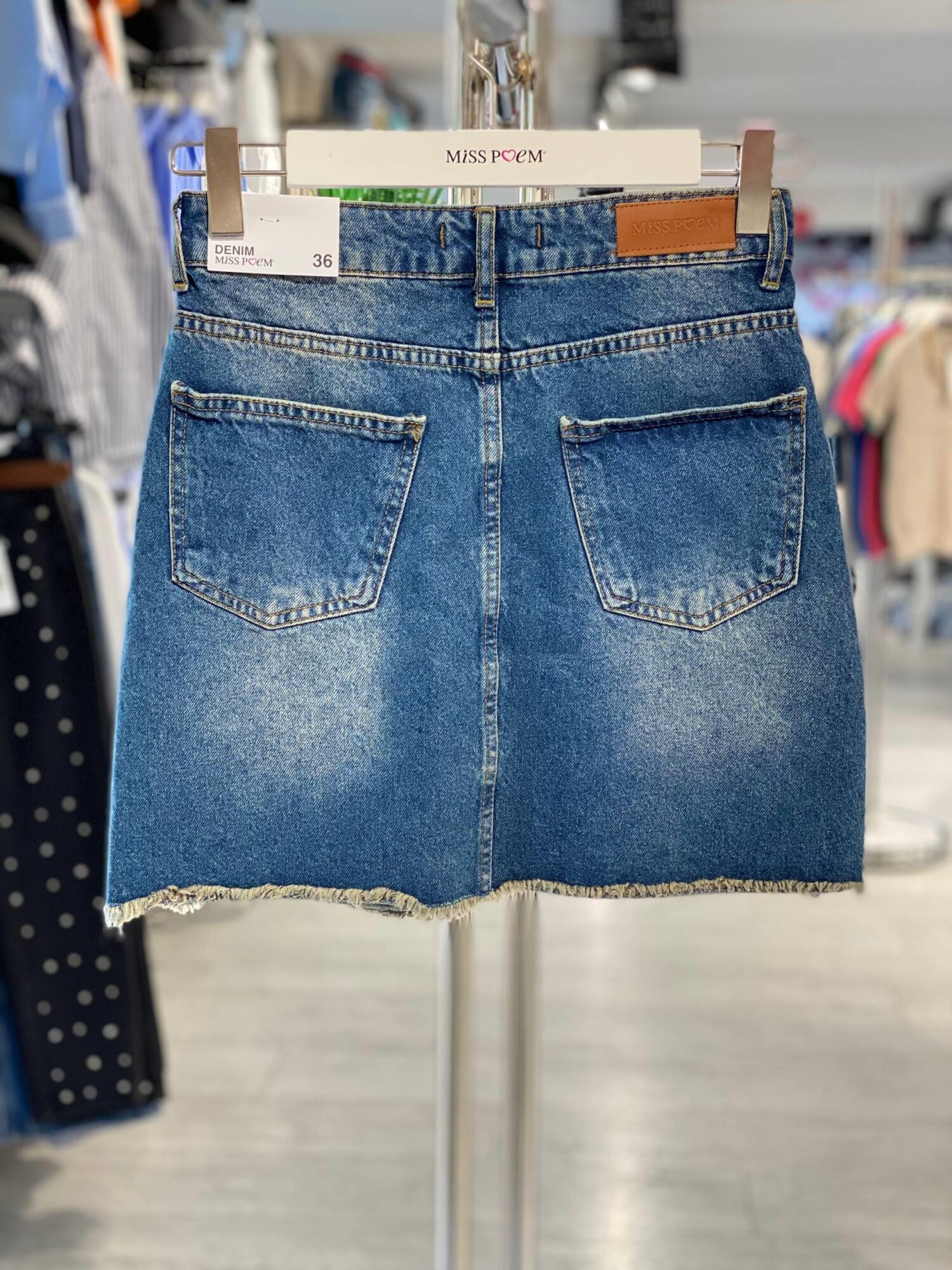 Blue A-Line Mini Skirt With Buttoned Closure - Brand: MISS POEM - Women & Kids, Baby Clothes Wholesale - Globality Store