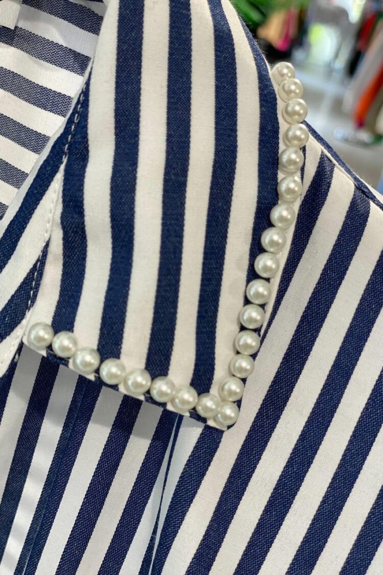 Blue Striped Casual Shirt With Buttoned Closure