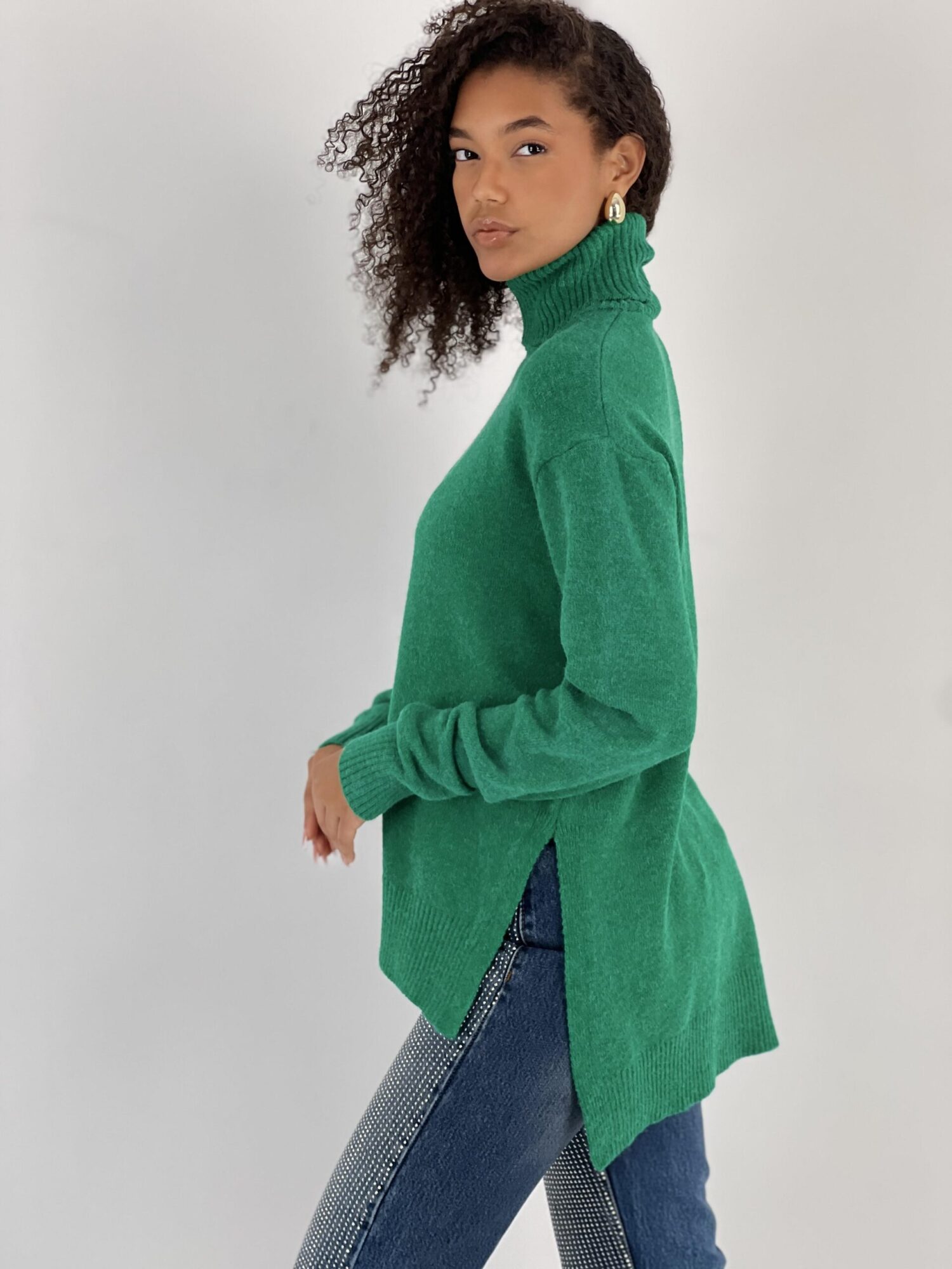 Green Oversized Fit Turtle Neck Sweater - Brand: MISS POEM - Women & Kids, Baby Clothes Wholesale - Globality Store