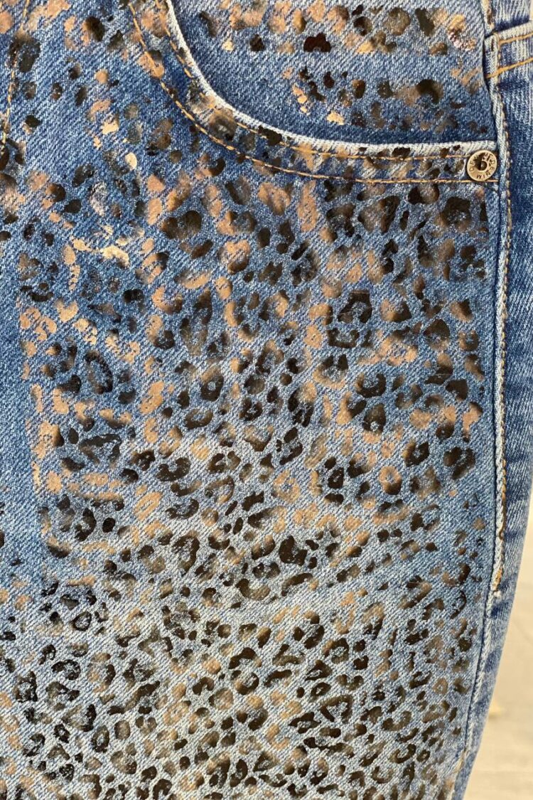 Blue A-Line Mini Skirt With Animal Print
