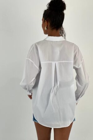 White Casual Elegant Shirt With Notched Neck - Brand: MISS POEM - Women & Kids, Baby Clothes Wholesale - Globality Store