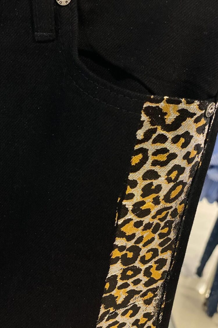 Black Leopard Print Mom Pants