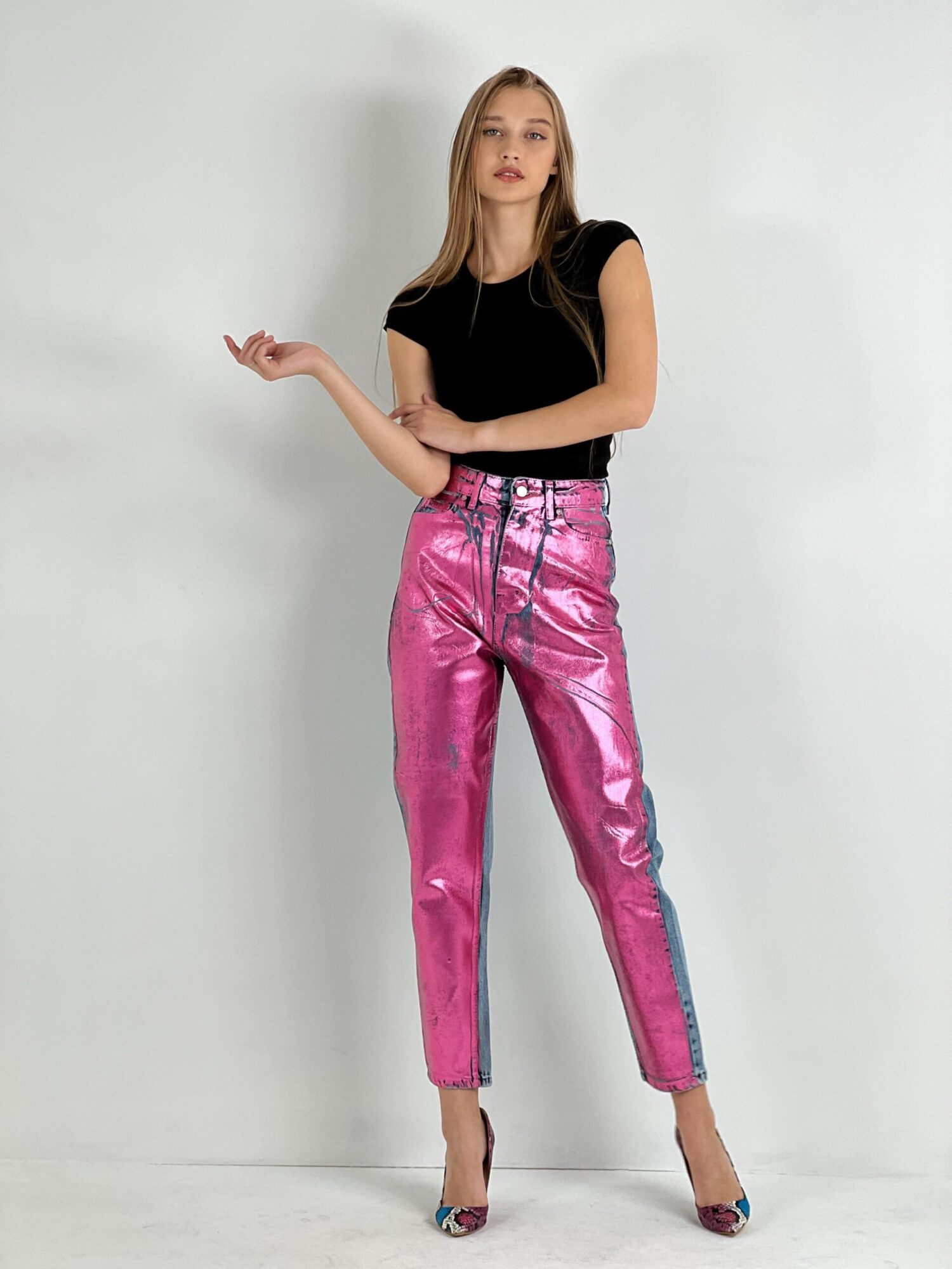 Pink Mom Pants Cropped High Waist Straight Leg - Brand: MISS POEM - Women & Kids, Baby Clothes Wholesale - Globality Store
