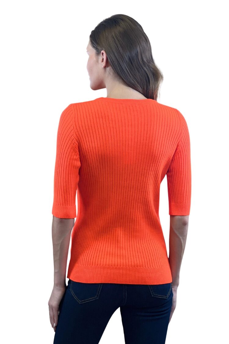 Striped Slim Fit Sweater With Half Sleeves