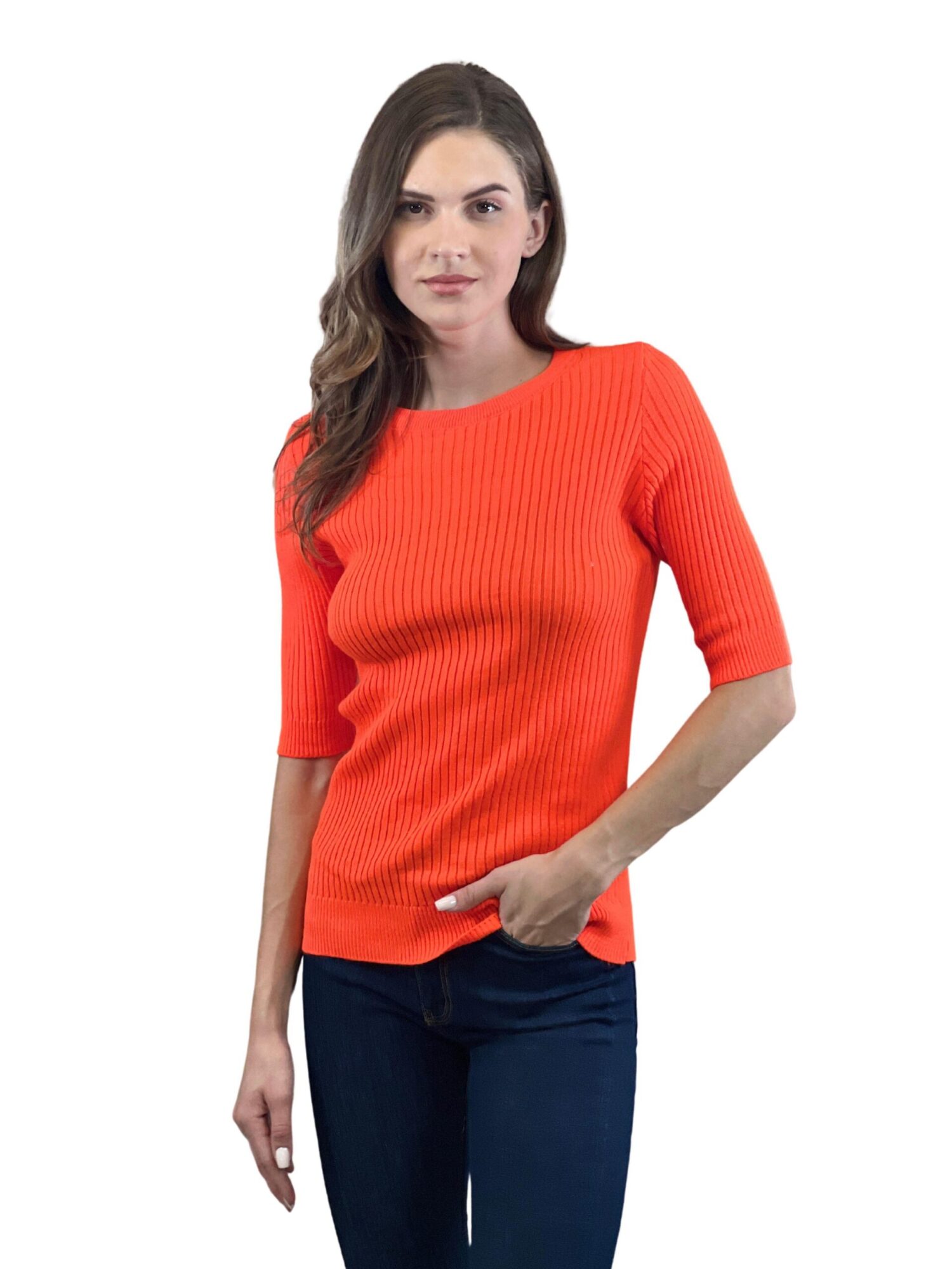 Striped Slim Fit Sweater With Half Sleeves - Brand: MISS POEM - Women & Kids, Baby Clothes Wholesale - Globality Store