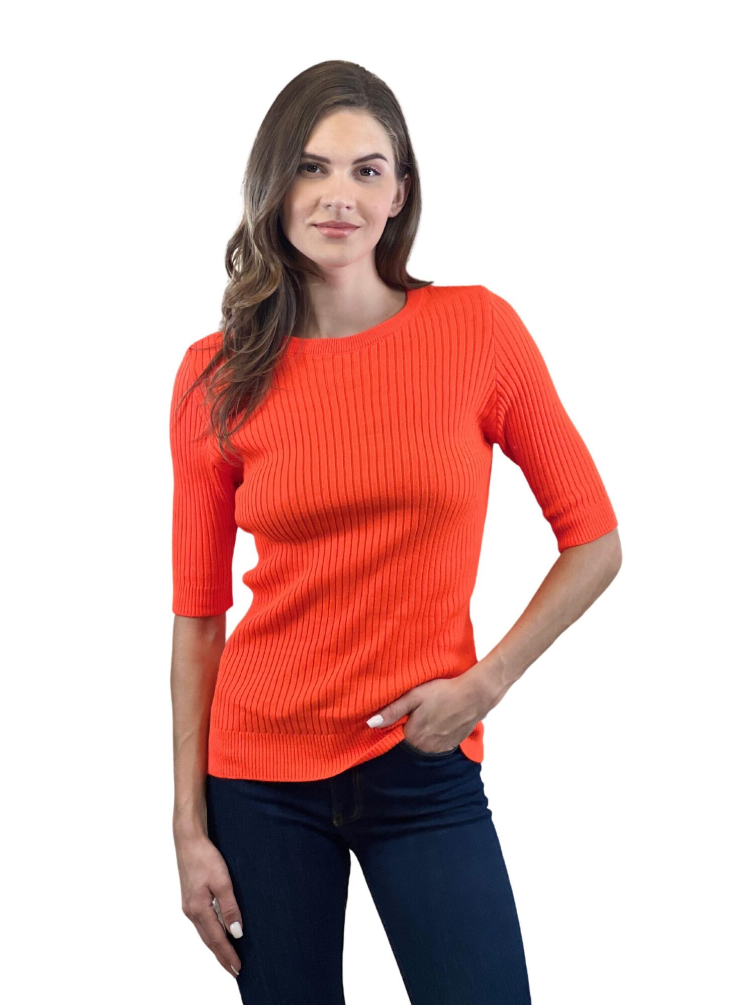 Striped Slim Fit Sweater With Half Sleeves - Brand: MISS POEM - Women & Kids, Baby Clothes Wholesale - Globality Store
