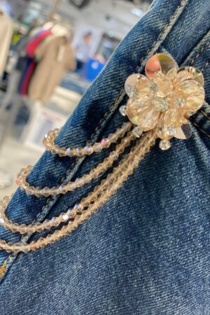 Blue Mom Jeans With Wide Leg And Buttoned Closure - Brand: MISS POEM - Women & Kids, Baby Clothes Wholesale - Globality Store