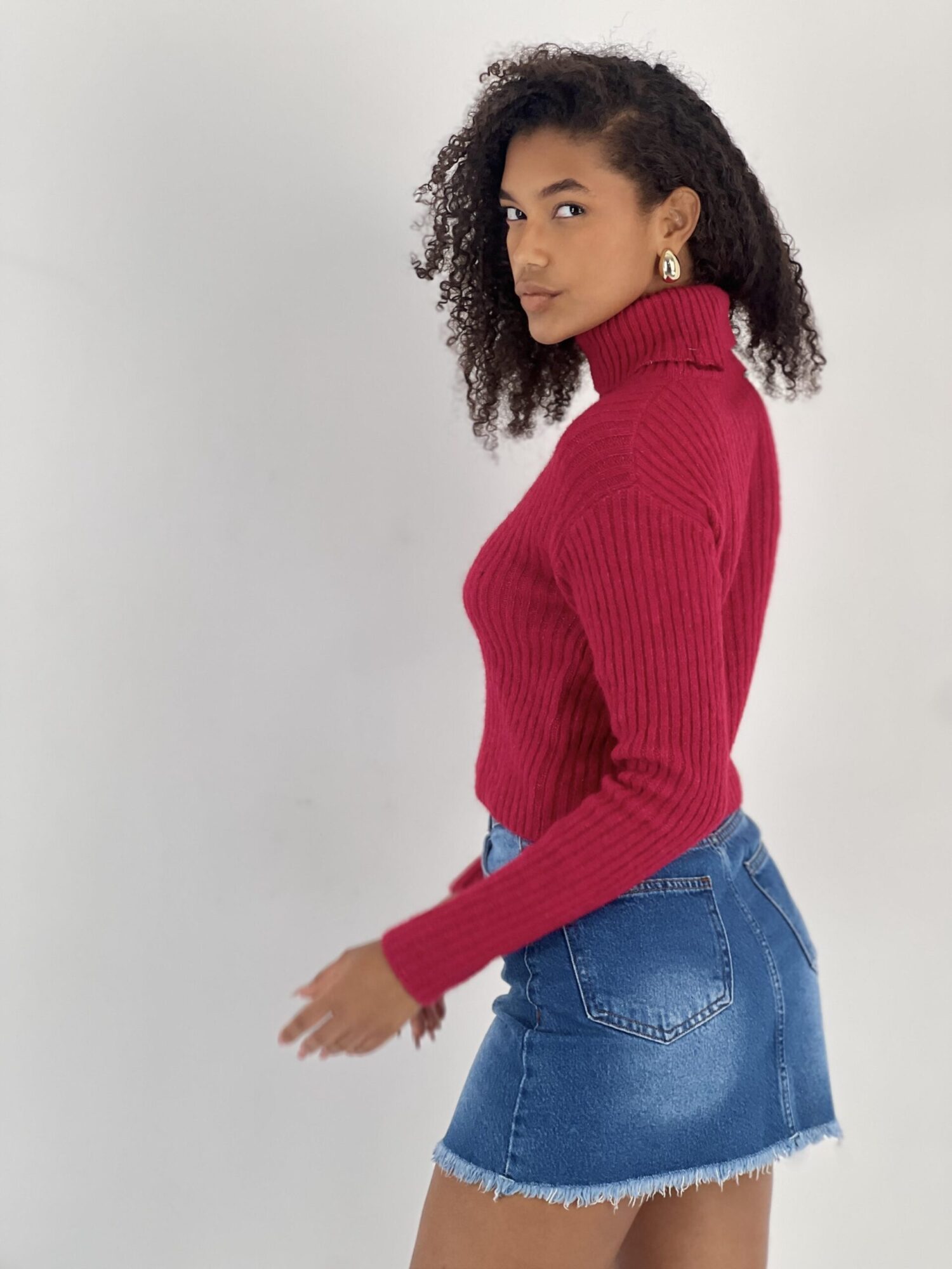 Fuchsia Turtle Neck Sweater With Long Sleeves - Brand: MISS POEM - Women & Kids, Baby Clothes Wholesale - Globality Store