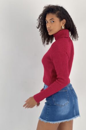 Fuchsia Turtle Neck Sweater With Long Sleeves - Brand: MISS POEM - Women & Kids, Baby Clothes Wholesale - Globality Store