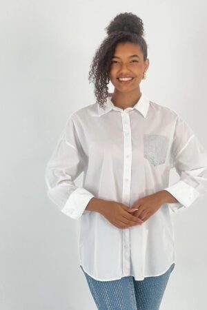 White Polo Neck Casual Elegant Shirt - Brand: MISS POEM - Women & Kids, Baby Clothes Wholesale - Globality Store