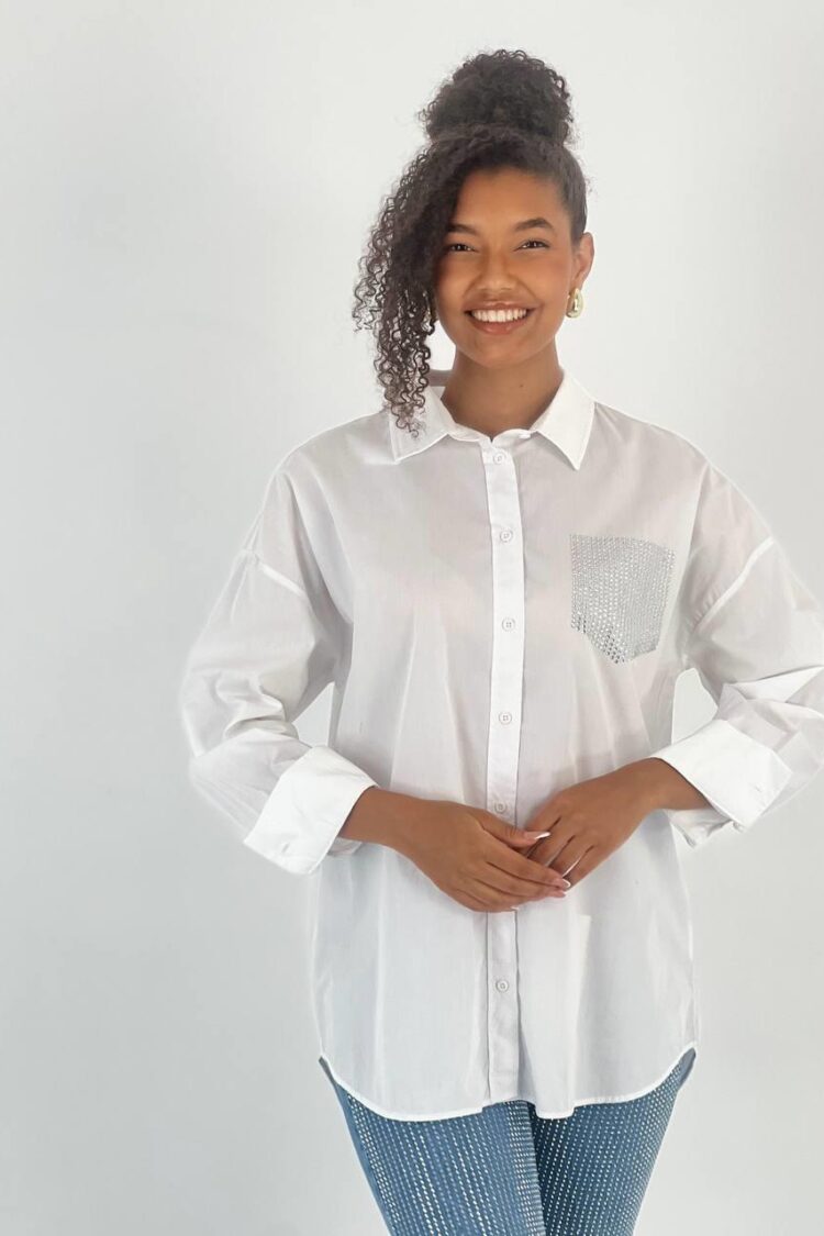 White Polo Neck Casual Elegant Shirt - Brand: MISS POEM - Women & Kids, Baby Clothes Wholesale - Globality Store