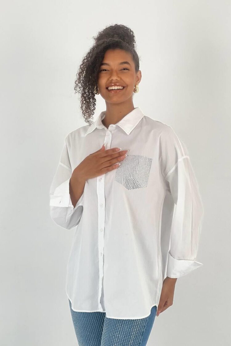 White Polo Neck Casual Elegant Shirt