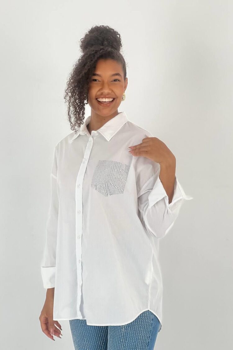White Polo Neck Casual Elegant Shirt