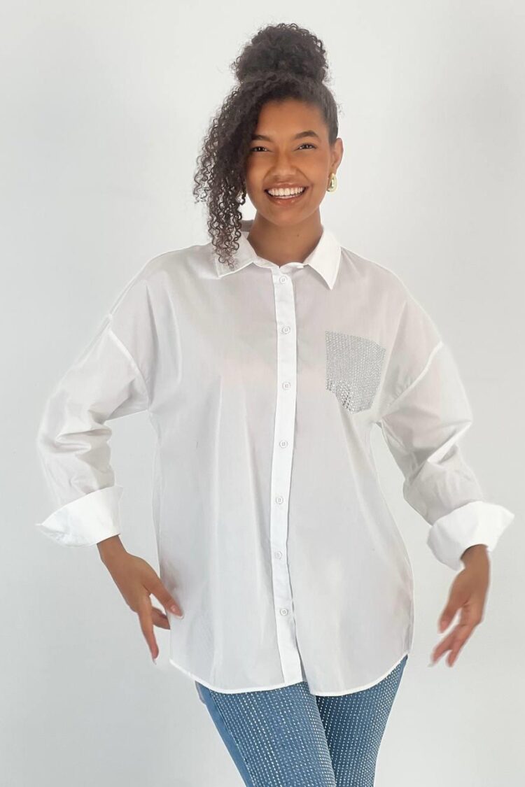 White Polo Neck Casual Elegant Shirt
