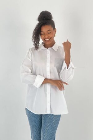 White Polo Neck Casual Elegant Shirt - Brand: MISS POEM - Women & Kids, Baby Clothes Wholesale - Globality Store