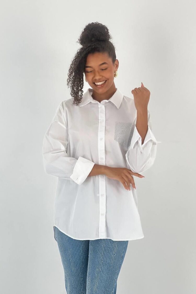 White Polo Neck Casual Elegant Shirt