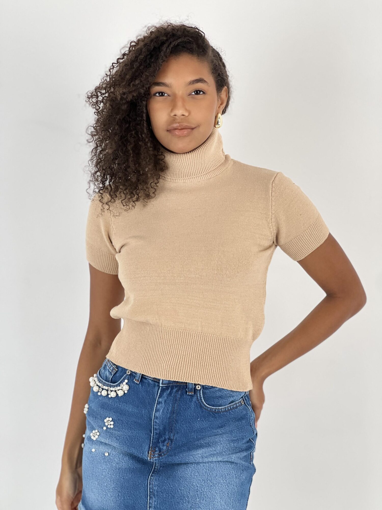 Beige Casual Elegant Crop Top - Brand: MISS POEM - Women & Kids, Baby Clothes Wholesale - Globality Store
