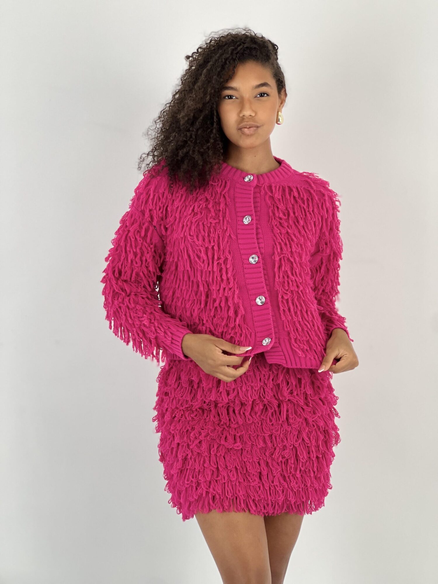 Fuchsia Casual Cute Streetwear Glam Vintage Retro Cardigan - Brand: MISS POEM - Women & Kids, Baby Clothes Wholesale - Globality Store