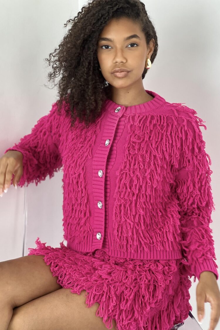 Fuchsia Casual Cute Streetwear Glam Vintage Retro Cardigan