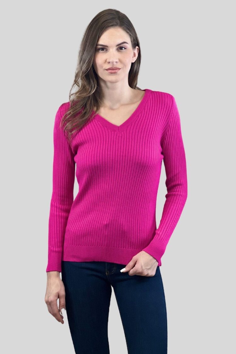 Slim Fit Striped V-Neck Sweater