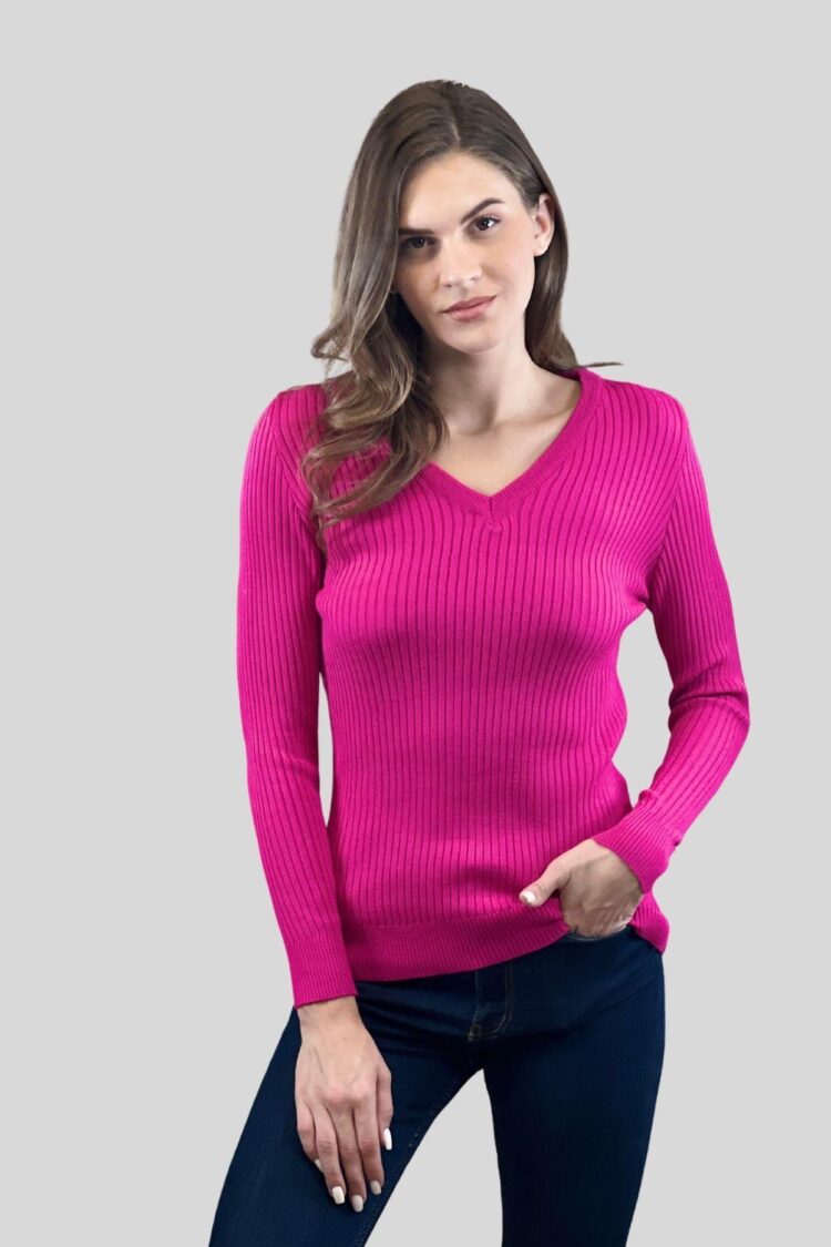 Slim Fit Striped V-Neck Sweater