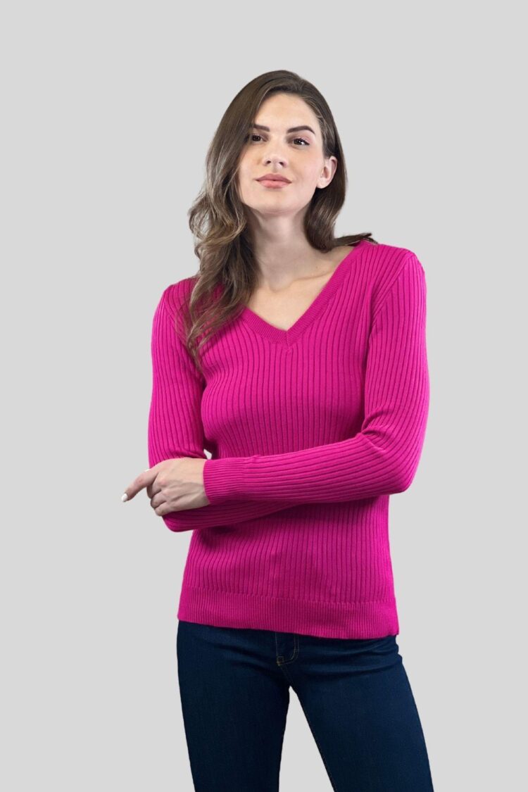 Slim Fit Striped V-Neck Sweater