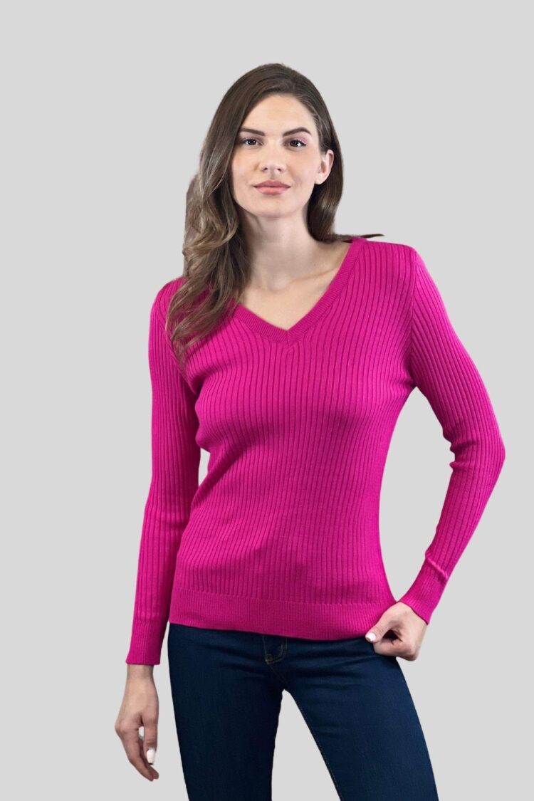 Slim Fit Striped V-Neck Sweater