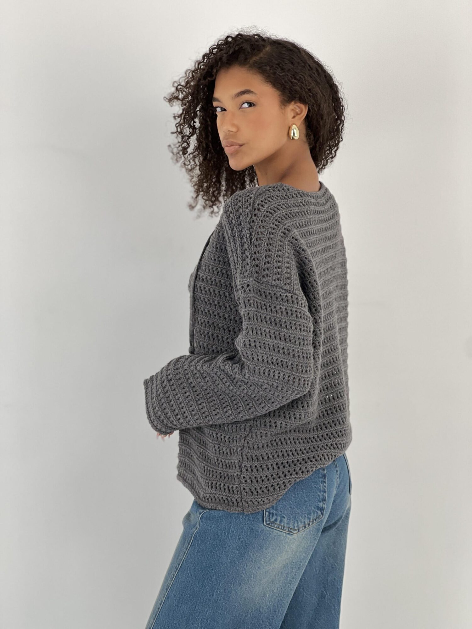 Grey Casual Boho V-Neck Sweater - Brand: MISS POEM - Women & Kids, Baby Clothes Wholesale - Globality Store
