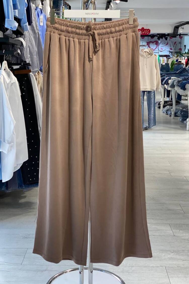 Beige Palazzo Pants With High Waist And Wide Leg