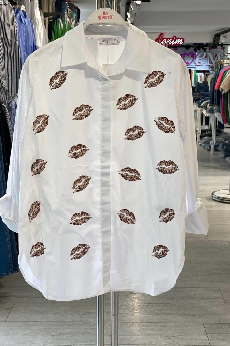 White Animal Print Casual Shirt - Brand: MISS POEM - Women & Kids, Baby Clothes Wholesale - Globality Store