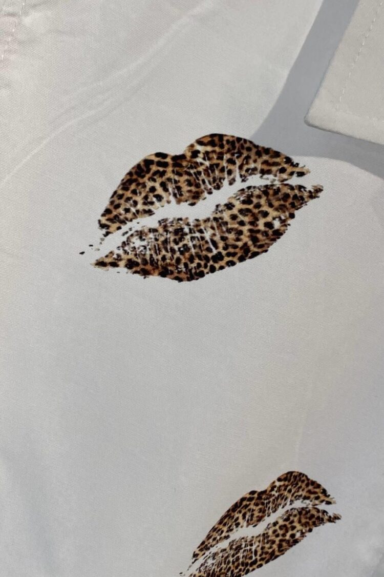 White Animal Print Casual Shirt