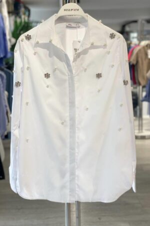 White Formal Elegant Glam Shirt - Brand: MISS POEM - Women & Kids, Baby Clothes Wholesale - Globality Store