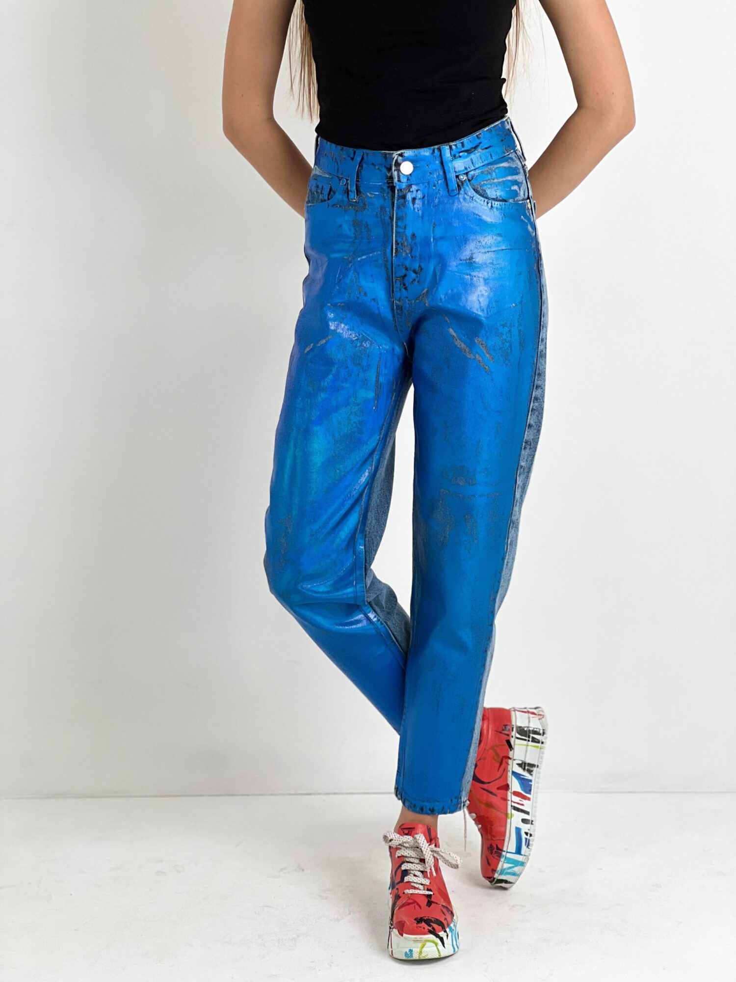 Blue Mom High Waist Cropped Pants - Brand: MISS POEM - Women & Kids, Baby Clothes Wholesale - Globality Store