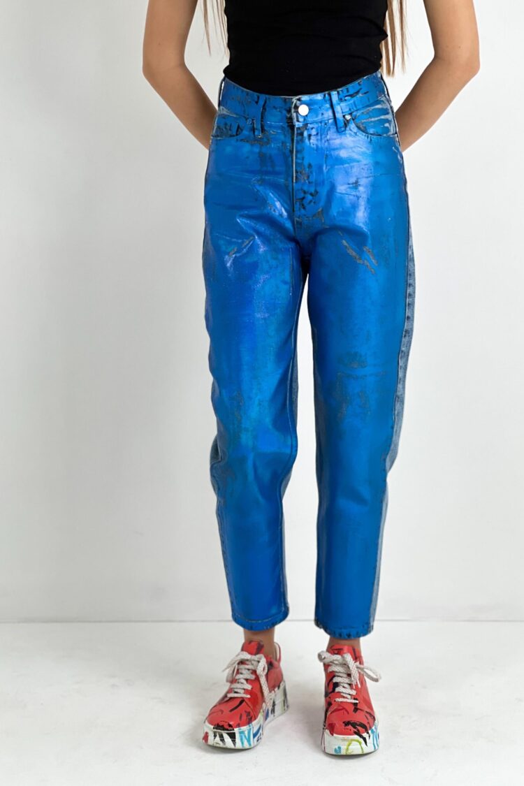 Blue Mom High Waist Cropped Pants - Brand: MISS POEM - Women & Kids, Baby Clothes Wholesale - Globality Store
