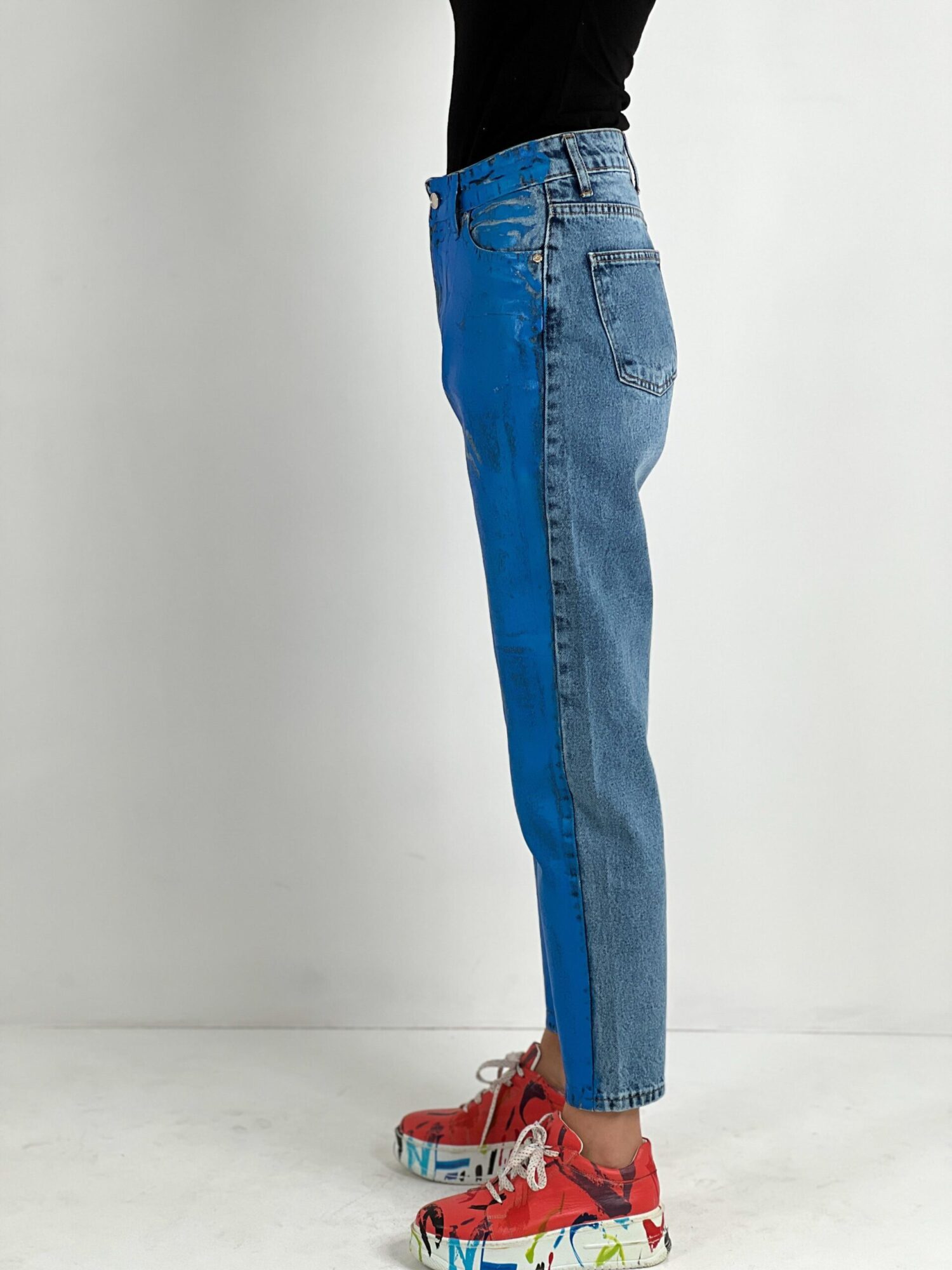 Blue Mom High Waist Cropped Pants - Brand: MISS POEM - Women & Kids, Baby Clothes Wholesale - Globality Store