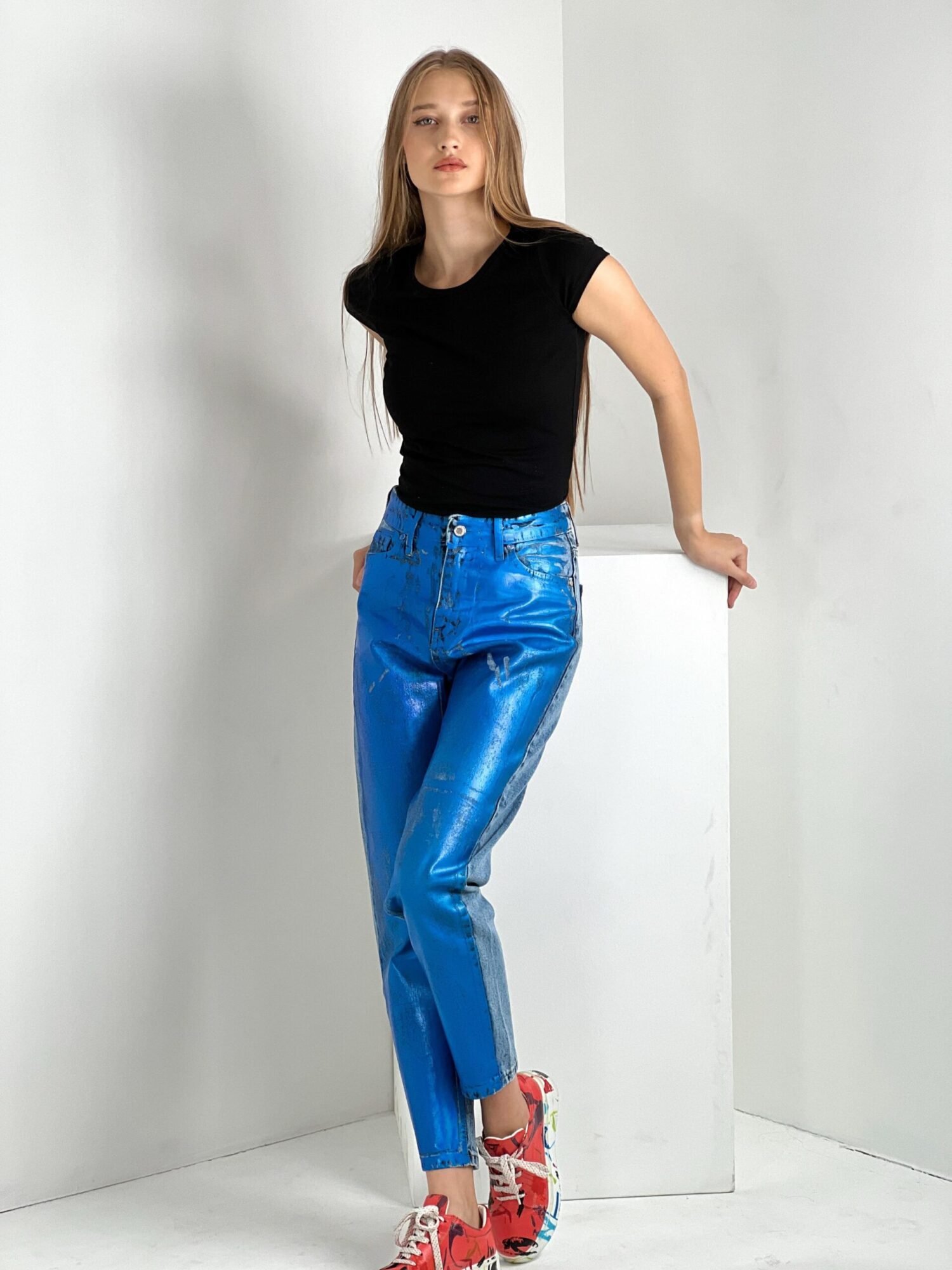 Blue Mom High Waist Cropped Pants - Image 23
