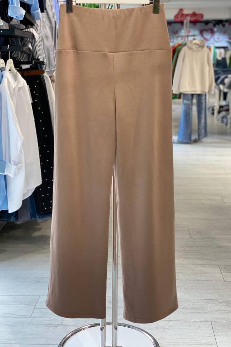 Beige Palazzo Pants Wide Leg High Waist