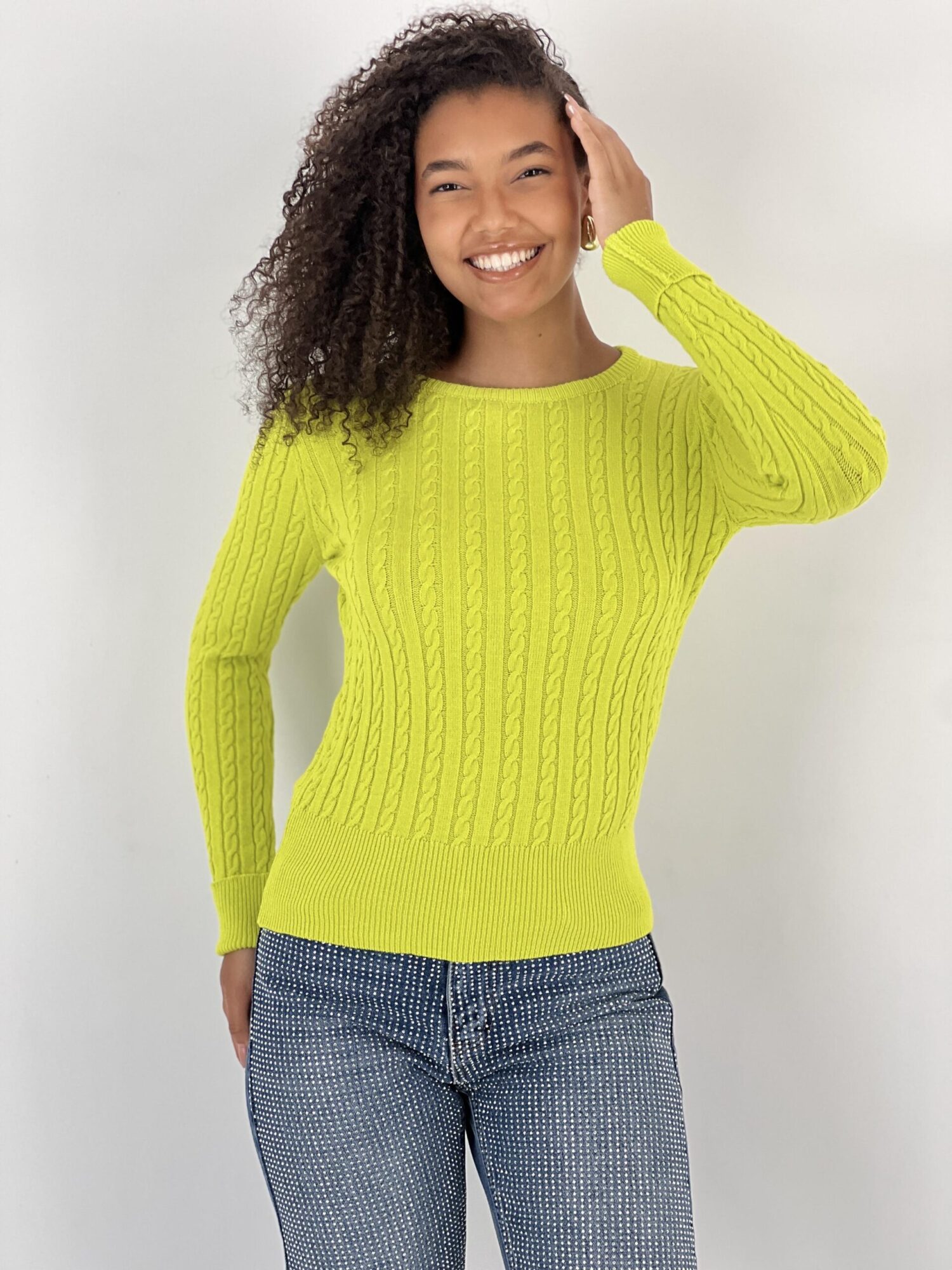 Green Slim Fit Casual Sweater With Round Neck - Brand: MISS POEM - Women & Kids, Baby Clothes Wholesale - Globality Store